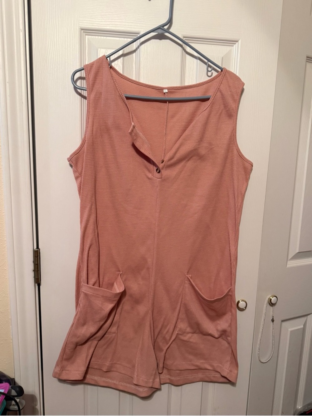 Sleeveless Pocket Romper in Dusty Rose